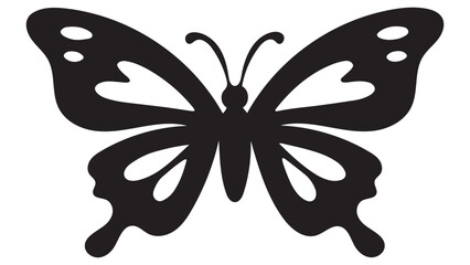 Black and white butterfly vector illustration with detailed wings isolated on a white background