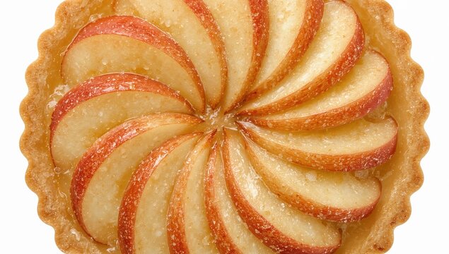 National pie day mini apple tartlet with neatly arranged sugarglazed apple slices closeup dessert