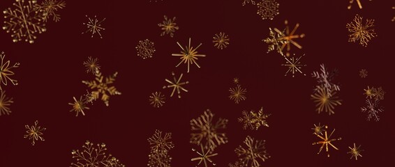 Stunning golden snowflakes falling on a deep red backdrop. Perfect for Christmas, winter, holiday greetings. Ide © vegefox.com