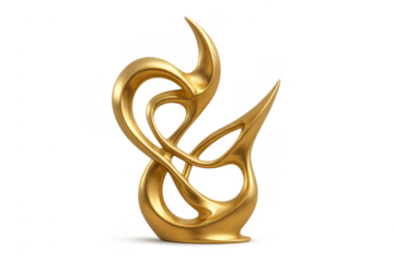 Golden abstract liquid metal sculpture art