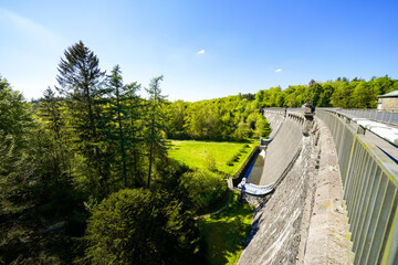 View from the Neye Dam of the surrounding landscape near Wipperf&uuml;rth. Nature at the reservoir.
