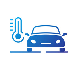 Illustration of a car with a thermometer indicating high temperature, representing vehicle overheating