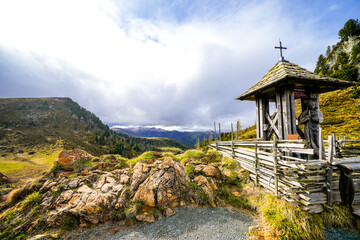 Landscape in the Nockberge mountains in Austria. Nature in the Gurktal Alps mountain range in Carinthia, Salzburg and Styria.
