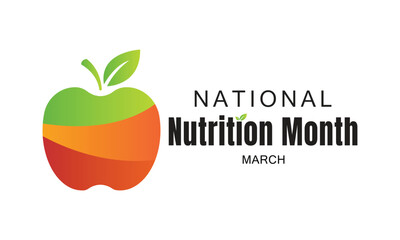 National Nutrition Month March Healthy Eating Apple Vector Design