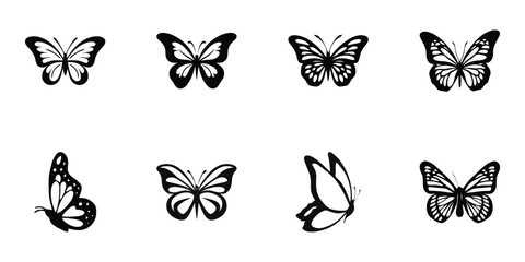 Beautiful Butterfly Vector Icons Set Nature Insect Silhouettes Collection