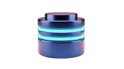 Futuristic Blue Battery with Neon Blue Rings