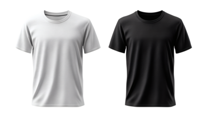 Elegant blank white and black t-shirts mockup, ideal for product display, branding, and advertising
