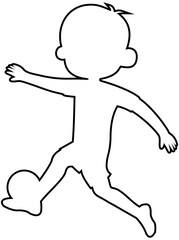 Fototapeta premium Soccer Player Catching Ball with Inner Foot. Outline Graphic. Editable Color Vector