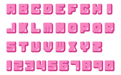 ぷっくりアルファベットフォント(ピンク)