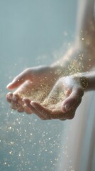 Fototapeta premium Elegant Hands in Soft Light With Particles