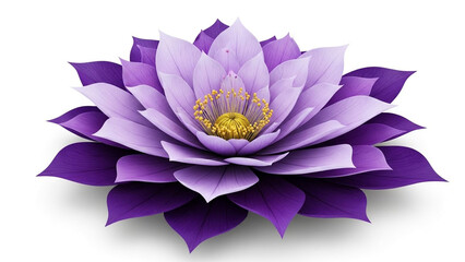 Purple lotus flower in elegant minimalist style with soft gradient lighting on transparent background for luxury branding