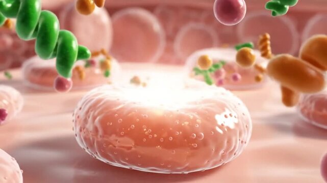 Microscopic view of immune response: body defends against foreign invaders to protect health