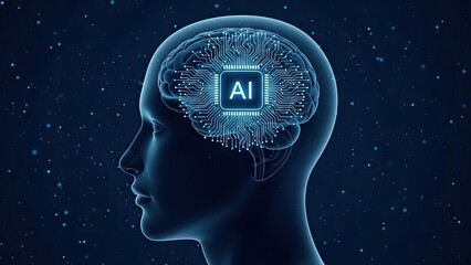 Brainwave of Artificial Intelligence: A conceptual visualization, illuminating the core concept of AI processing within the human mind.