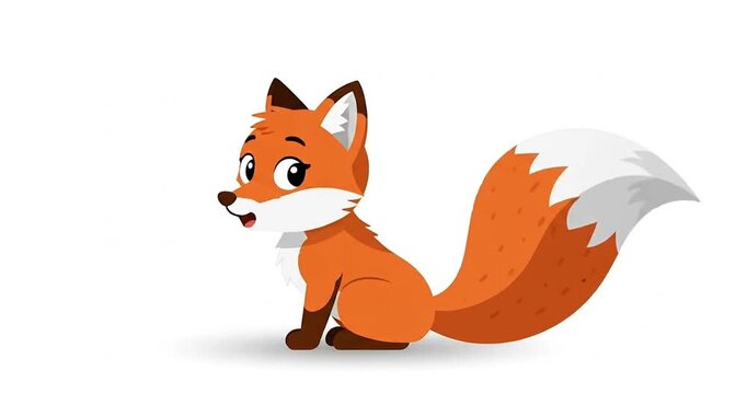 Cute cartoon fox character sitting calmly with a playful expression against a simple background