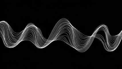 Abstract White Waveform in Modern Minimalist Style with Gradient Lighting on Black Background for Digital Design