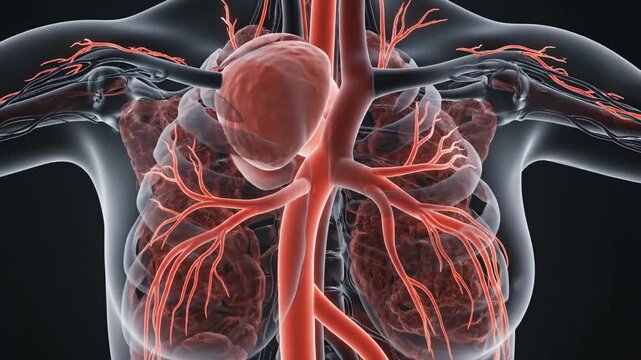 Human Kidney Anatomy With Renal Arteries and Blood Vessel System (3D Medical Illustration)