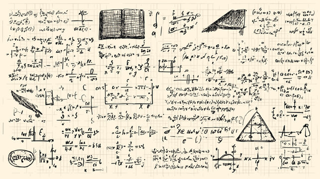 hand drawn mathematics notes in old texture papers 
