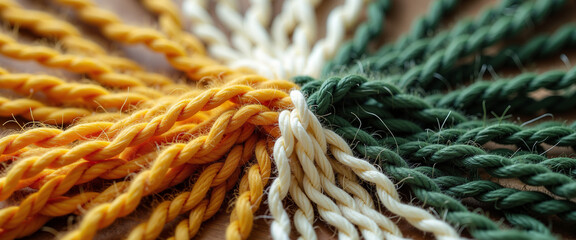 Colored threads in saffron, white, and green representing India Republic Day  
