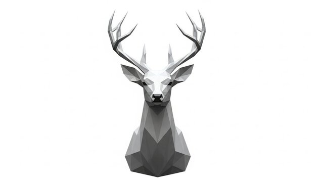 Polygonal Deer on White Background