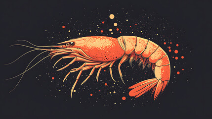 Modern logo design with a geometric representation of shrimp and chili, using bold lines in bright coral and deep crimson against a stark white backdrop 