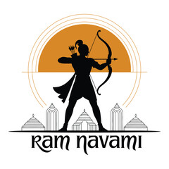 Ram Navami Modern Flat Vector Illustration.