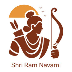 Ram Navami Modern Flat Vector Illustration.