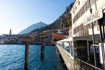 Foreshortening of Limone sul Garda Village