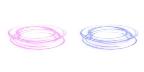 Neon purple and blue ring is illuminated by glowing ice, creating a circular motion effect. Futuristic energy force isolated on a PNG background. Visualization of a technological and sci-fi concept.