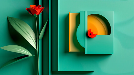 Sant Jordi Book Day backgrounds with abstract books, roses and dragon-inspired designs for culture, education and celebrations