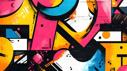 Vibrant Geometric Abstract Shapes in Colorful Modern Digital Art Composition