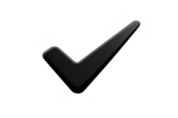 Black 3d check mark icon representing success, approval, verification, completion, consent, and correct status