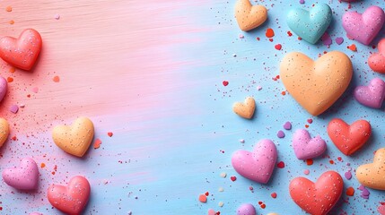 Vibrant Hearts on Pastel Background for Valentine s Day Greeting Card