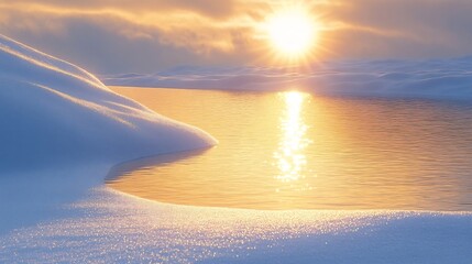 Mesmerizing Sunset over the Tranquil Sea Reflecting the Golden Glow