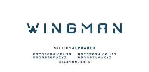 Fototapeta premium Minimal modern logo alphabet font. Typography abstract sans serif technology, electronic, movie, future, creative brand logos fonts. vector illustration