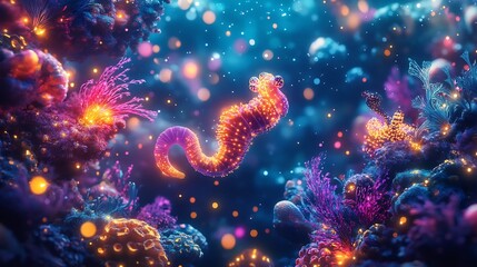 Mesmerizing Bioluminescent Underwater Wonderland with Glowing Jellyfish and Vibrant Coral Reef