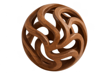 Abstract wood sculpture carving intricate decorative ball