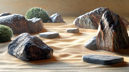 Desert rocks and sand landscape