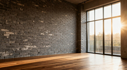 Industrial Loft Interior with Exposed Brick and Wooden Floor