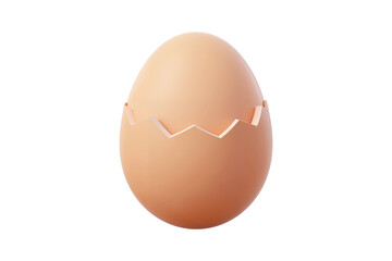 Whole and Cracked Brown Egg Shells Isolated on White