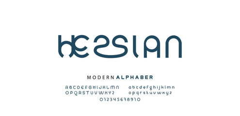 Obraz premium Minimal modern logo alphabet font. Typography abstract sans serif technology, electronic, movie, future, creative brand logos fonts. vector illustration
