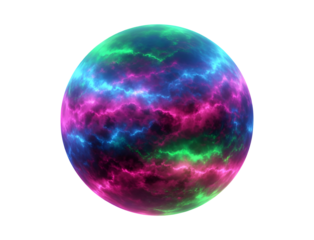 Abstract Cosmic Sphere with Colorful Galaxy Texture and Glowing Cells