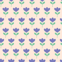 Vector floral pattern with blue flowers on a beige background