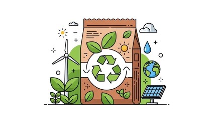 vector illustration of a green plant in a box