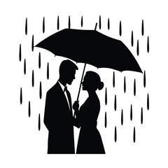 couple-under-umbrella-silhouette--love-in-rain.eps