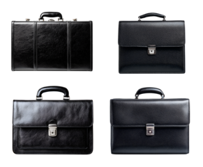 Elegant black briefcases showcase variety of styles and textures, perfect for professionals seeking sophistication and functionality