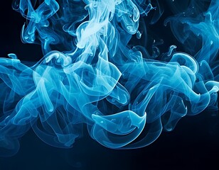 Blue tendrils swirling in an ethereal dance against a dark void, creating a captivating abstract art