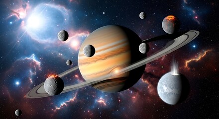 Space Planets and Nebulae.