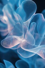 Abstract translucent blue flowing shapes with soft light creating elegant modern background for digital design and visual communication