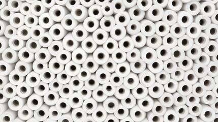 Stack of white toilet paper rolls background