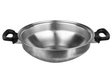 Cast iron pan with handle isolated on white background